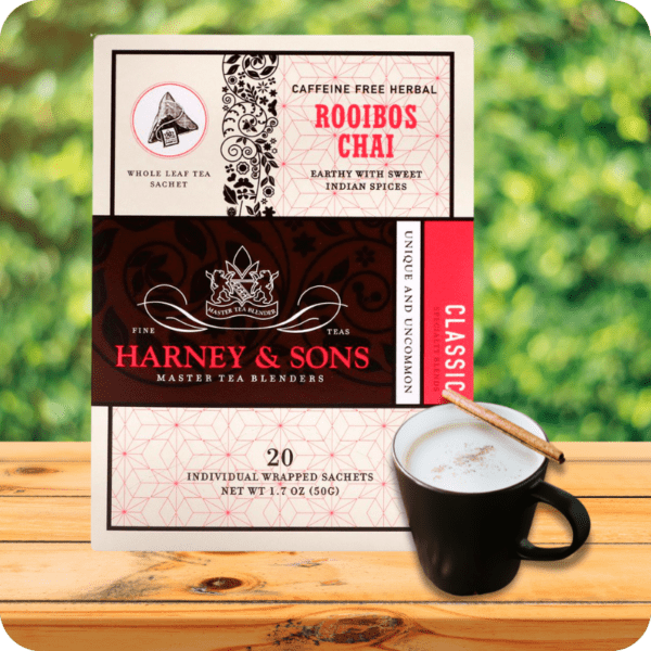 Té Robois Chai sin cafeína, Harney & Sons, Caja con 6 paquetes, 20 sobres por paquete.